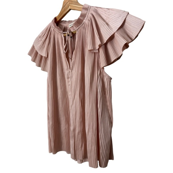 Ulla Johnson Pleated Japanese Satin Blouse In Blush Pink - Picture 4 of 12